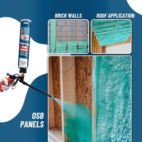 Spray Foam Insulation Kit With 18 Cans For Easy DIY Insulation Self Expanding Polyurethane Foam used on walls and roof.