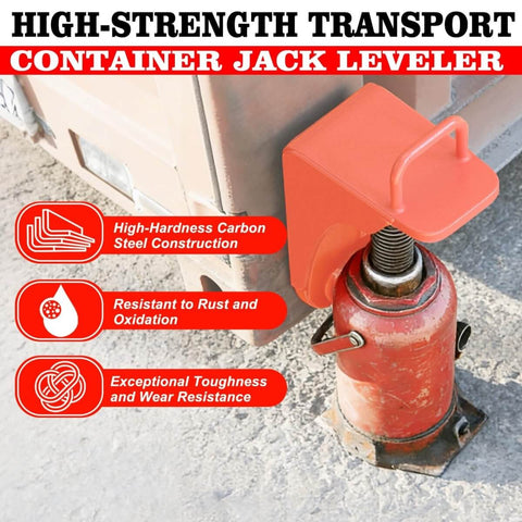 2 Pack Heavy Duty Shipping Container Jack Lug Set With U Shape Handle And Limiter For Container Homes And Sea Can Stabilization Booster Lifter, 75,000 Pounds Total Capacity, 12,500 Pounds Per Corner displayed with high-strength carbon steel construction.