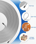 Garage Ready Heavy-Duty Zinc Coated Brake Line Tubing Kit with features like dust cap, anti rust, fittings included on display