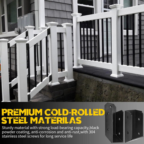U-Shaped Deck Railing Bracket Connectors For 2x4 Lumber 30 Degree Attachment Brackets With Screws Stair Handrail Connectors For Wood Fences Heavy Duty Cold Rolled Steel Hidden Design 4 Pack