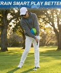Golfer using Golf Swing Training Ball With Lanyard For Instant Feedback And Consistent Swings in park setting