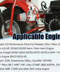 24mm PWK Carburetor Intake Manifold Kit installed on red go-kart with Predator 212cc engine close-up