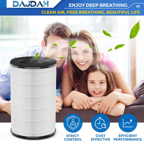 Replacement Filter For Total Clean 5 In 1 Air Purifier True HEPA 5 Stage Pro Grade with family enjoying fresh air indoors