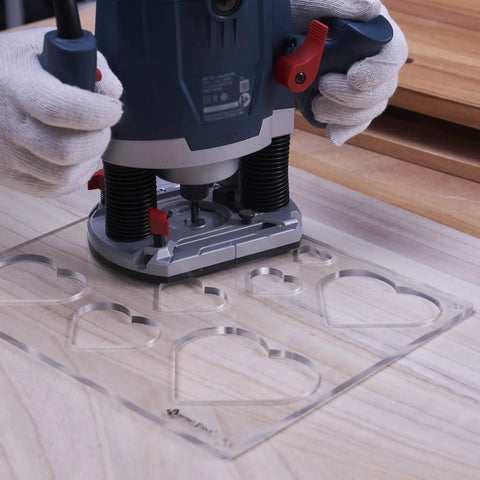 12 By 10 Inch Heart Inlay Router Template Guide Kit For Woodworkers Straight Up Perfect Decorative Doughnut Jigs Making eight heart shapes with a router.
