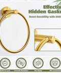Brushed Dark Gold Towel Ring For Bathroom Wall, Heavy Duty SUS 304 Stainless Steel Hand Towel Holder, front view