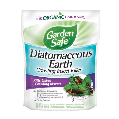 Crawling Insect Killer With Diatomaceous Earth For Organic Home Garden Use Kills Cockroaches Ants And Other Listed Insects On Contact Indoors And Outdoors Four Pound Bag, packaging.