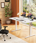 Electric Standing Desk With 3 Memory Presets, 48x24 Inch Sit Stand Office Desk, Adjustable Height, White Finish in home office setup