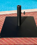 Heavy Duty Steel Plate Umbrella Base 36 Lbs Solid A Grade Steel With Black Powder Coat by poolside
