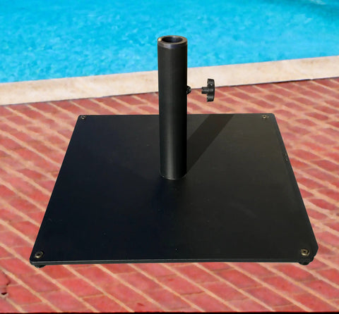 Heavy Duty Steel Plate Umbrella Base 36 Lbs Solid A Grade Steel With Black Powder Coat by poolside