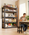 Sturdy 71 Inch Heavy Duty Garage Shelving Unit With 2050 Lb Capacity, 5 Adjustable Steel Shelves in kitchen setting