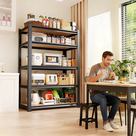 Sturdy 71 Inch Heavy Duty Garage Shelving Unit With 2050 Lb Capacity, 5 Adjustable Steel Shelves in kitchen setting
