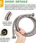 Person holding 6 Foot Stainless Steel Braided Washing Machine Hoses Burst Proof Hot And Cold Water Supply Lines Universal Fit