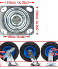 Heavy Duty Swivel Caster Wheels With Brakes For Workbenches And Carts dimensions and ball bearing swivel design in 4 pack