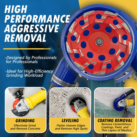 4.5 Inch Diamond Grinding Wheel Workhorse For Aggressive Concrete And Coating Removal With S Segments Grit 18 20 Arbor 5 8 11