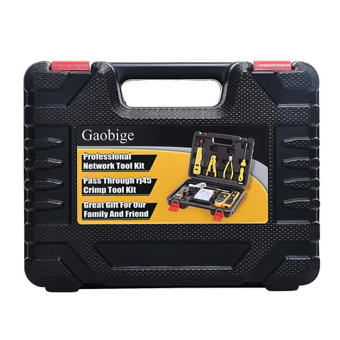 Pro Network Tool Kit With RJ45 Crimp Tool Pass Through Crimper Cat6 Cat5e Cat5 Crimping Tool, Wire Tracker in Carrying Case