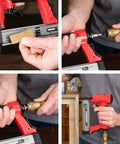 Lightweight 23 Gauge Pin Nailer Oil Free Pneumatic Tool PT23G accepts nails from three eighths to one inch shown in use