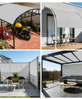 Collage of 7 By 11 Ft Waterproof Sun Shade Sail With Grommets UV Blocking Breathable Rectangle Canopy in backyard settings