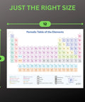 Two Size Laminated Periodic Table Of Elements Chart In Nine By Twelve Inches And Eleven By Nine Inches With Backside Equation Cheat Sheet Water Resistant Three Hundred GSM Gloss Lamination Must Have Chemistry Reference For High School showing 9x12 size in green