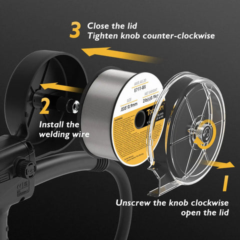 Installation steps for Aluminum Spool Gun For MIG Welder, 150 Amp, Euro Connection, Transparent Cover Keeps Wire Clean