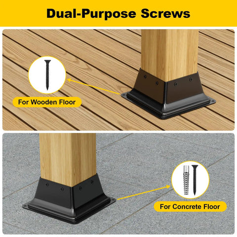 Beefy Heavy Duty 4x4 Post Base Set Of 5 For 3.5x3.5 Lumber Steel Deck Post Bracket With Corrosion Resistant Powder Coat for wood and concrete