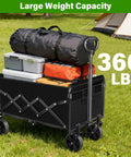 All-Terrain Folding Wagon Cart For Grocery, Camping And More, Heavy-Duty, Collapsible Utility Wagon With 360 Lb Capacity, loaded with gear