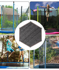14Ft Trampoline Shade Cover With Six Poles For Round Trampoline Sun Protection displayed in backyard setting.