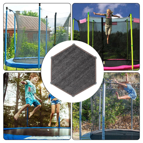 14Ft Trampoline Shade Cover With Six Poles For Round Trampoline Sun Protection displayed in backyard setting.
