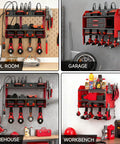 Wall Mounted Power Tool Organizer With Charging Station Heavy Duty 3 Layer Tool Storage Rack for garages and workshops.