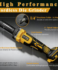 Built Like A Tank Cordless Die Grinder Packs A Brushless Motor Spinning At 26000 RPMs For knockout power with precision collets.