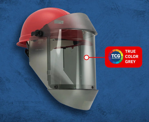 12 Cal Arc Flash Face Shield And Hard Cap Kit For Electricians TCG Series with Canadian Hard Cap, True Color Grey