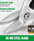 Close-up of Three Piece Aviation Tin Snips Set With Left Right And Straight Cut For Sheet Metal, Drop Forged Cr-Mo Steel