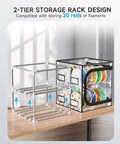 Maker Friendly Two Tier 3D Printer Filament Storage Rack With Transparent Cover Holds Up To 24 Rolls Of 1Kg Filament