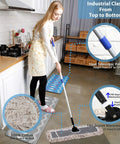 Level Up Your Janitorial Setup With These Heavy Duty Cotton Mop Pad Refills For Universal Industrial Floor Dust Mops Super Absorbent Easy Slide On Compatible With Any Standard Frame 2 Pack, user mopping floor with cotton pad.