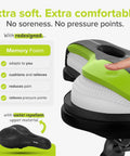 Memory Foam Bike Saddle With Air Ventilation for Men and Women showing foam layers and water repellent cover