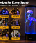 Lifelike Jellyfish Lamp With Sixteen Color Options And Four Modes Auto Shutoff Remote Controlled LED Night Light in various spaces