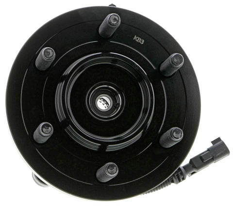 Front Wheel Bearing And Hub Assembly For 2011 To 2014 Ford Expedition Lincoln Navigator F150 4WD top view with six mounting studs.