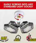 QuadBurst LED Ceiling Light With 4 Adjustable Aluminum Panels 80W 5500 Lumens High Brightness LED Shop Light Fits E26 E27 Sockets