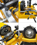 Smooth Operator 750W Electric Pipe Threader Machine Cuts Threads 1/2 To 4 Inch NPT BSPT Pipe Fast showing detailed chuck and threading components.