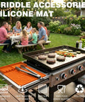Silicone Grill Mats For Blackstone Griddle Accessories And Outdoor Cooking with burgers and vegetables on griddle