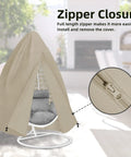 Patio Hanging Egg Chair Cover With Zipper UV Resistant Waterproof Outdoor Shield for Single Seat Swing Chair in camel color