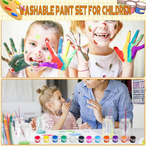 Children using All In One Totally Kid Friendly Washable Art Set With 280 Pcs Acrylic Paints 20 Gouache Watercolor Sets