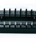 16 Pin DIP IC Socket, 2 Row, 2.54mm Pitch, Solder Type DIP Socket Adapter For PCB Boards, black plastic, front view