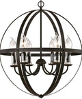 Three-Light Outdoor Pendant Chandelier In Oil Rubbed Bronze With Highlights And Clear Glass Candle Covers, Weather-Resistant Exterior Lighting