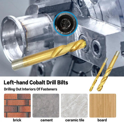 Close-up of 35 Piece Helical Screw Puller Kit With Left Hand Drill Bits And Multi Spline Pullers for removing damaged fasteners