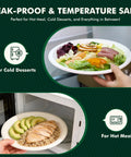 Heavy Duty 10 Inch Compostable Paper Plates 500 Count Round Biodegradable Sugarcane Fiber Dinnerware Microwavable Safe And Leak Proof For Parties Campouts And Everyday Eats shown with salad and chicken meal in microwave.
