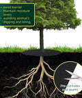 39 Inch Weed Barrier Mat For Your Yard And Garden Non Woven Tree Mulch Ring Protectors Landscaping Weed Control Pack Of 10 Heavy Duty Felt Mats That Block Sunlight Retain Soil Moisture And Temperature Around Trees And Shrubs shown installed under a tree