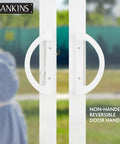 Sturdy White Diecast Sliding Patio Door Handle Pull Set Featuring Smooth Unkeyed Rotation For Mortise Lock Glass Doors. Non-handed reversible design.