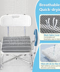 Shower Seat Cushion For Inside Shower And Bath Chair Pad Padded Transfer Bench Pillow For Seniors And Elderly Post Surgery Mobility Aid Non Slip Bath Seat Mat With 4D Mesh Pad And Hook shown in breathable mesh fabric with 4D air fiber webs.