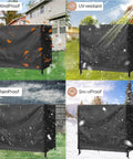 3 Seater Outdoor Swing Cover Beefed Up All Weather Protection Waterproof Patio Hammock Garden Porch Swing Canopy UV Resistant Glider Chair Cover 80 X 59 X 72 Inch shown protecting against wind, sun, rain, and snow conditions.