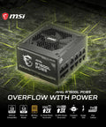 Fully Modular 750W Gaming Power Supply With 80 Plus Gold Compact ATX 3.1 PCIe 5.1 Ready Native Dual Color 12V 2 by 6 Pin Cable Built For Gamers On Modern Rigs Quiet Reliable Performance 10 Year Warranty MSI A750GL PCIe5 PSU